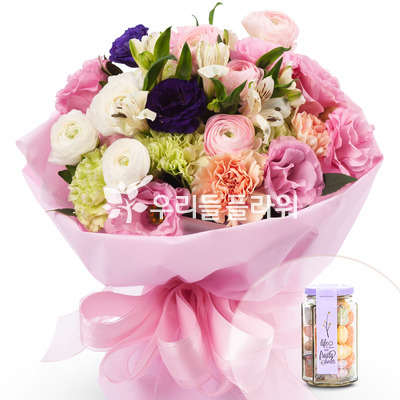 혼합꽃다발(화이트데이+사탕)