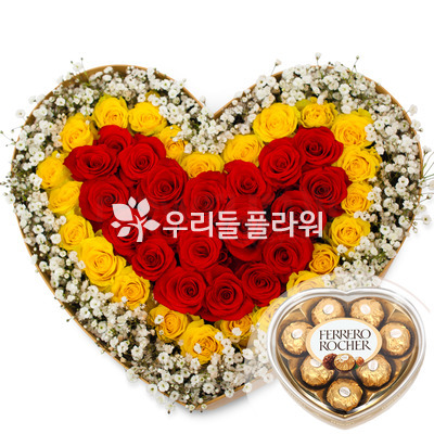 안개하트꽃박스 2호(초콜렛포함)