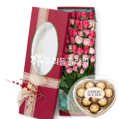 50송이꽃상자 4호(핑크혼합)(초콜렛포함)
