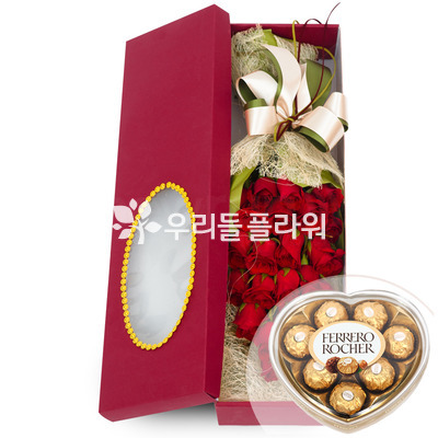 장미사각꽃상자 2호(초콜렛세트)