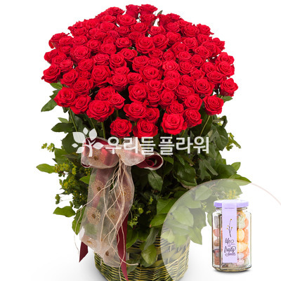 100송이장미(화이트데이+사탕)
