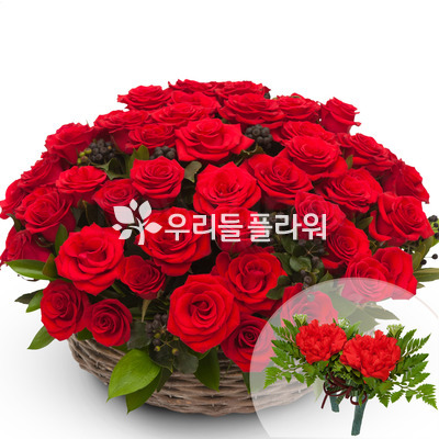 빨강장미둥근바구니
