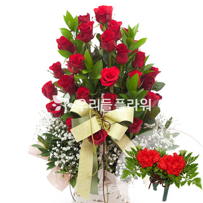 꽃바구니+코사지2개(꽃행복313호)