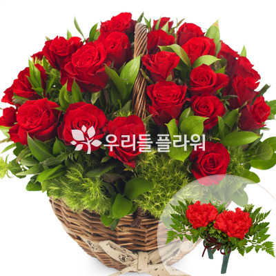 꽃바구니+코사지2개(꽃행복317호)