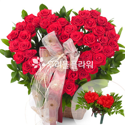 꽃바구니+코사지2개(꽃행복335호)