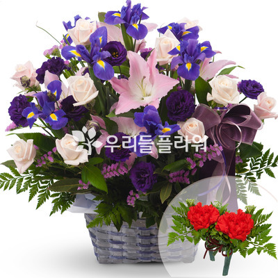 흰장미혼합바구니