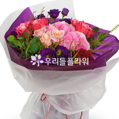 장미,수국꽃다발